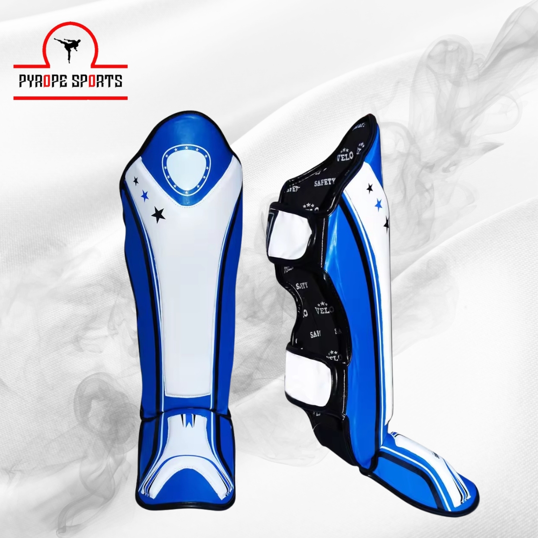 Muay Thai Shin Guards – Blue & White Edition | MMA & Kickboxing Leg Protection - Image 3