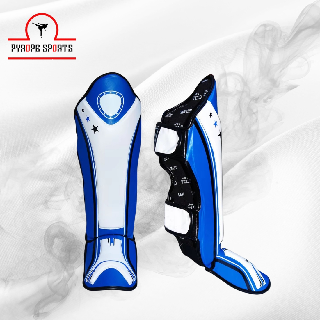 Muay Thai Shin Guards – Blue & White Edition | MMA & Kickboxing Leg Protection - Image 2